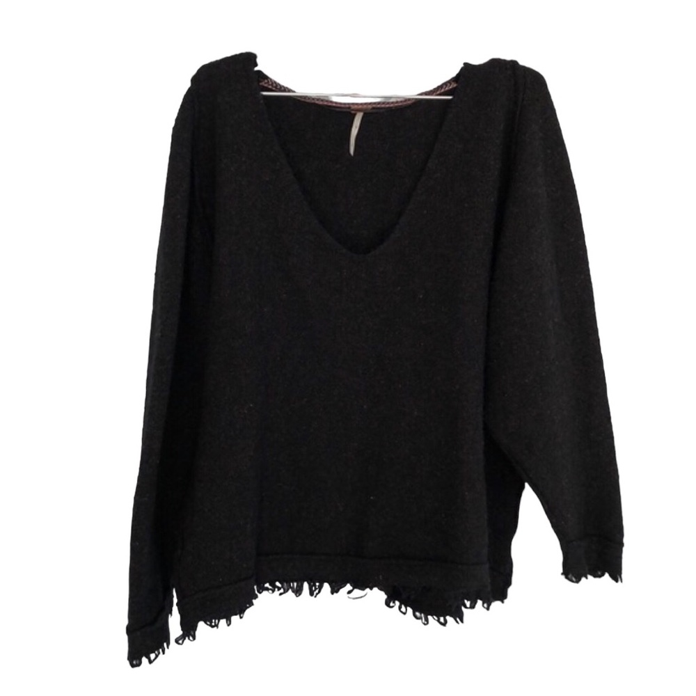 Free people Irresistible Fringe black brown wool sweater women's size M